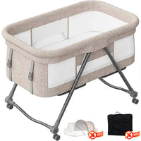 Lit de voyage Baby Grab-and-go avec matelas et roues silencieuses, berceau à bascule convertible, XYT-001