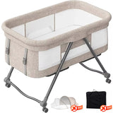 Lit de voyage Baby Grab-and-go avec matelas et roues silencieuses, berceau à bascule convertible, XYT-001