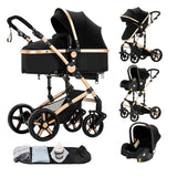 Poussette compacte 3 en 1, combinaison poussette-siège auto, poussette multifonctionnelle haute pour bébé et enfant en bas âge.