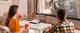 Projecteur Bluetooth HAPPRUN natif 1080P, projecteur de films extérieur portable Full HD avec haut-parleur intégré, avec HDMI, USB, AV