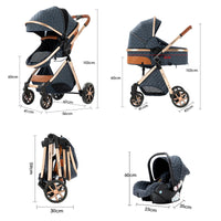 Poussette bébé 3 en 1 poussette légère pour nouveau-nés voyage pliable bébé voitures infantile poussette landau siège auto bébé