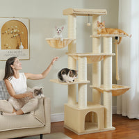 Gros arbre à chat pour chats de grande taille tour à chat robuste avec plusieurs niveaux maison à chat arbre d'escalade avec hamac 11 poteaux en Sisal grand perche