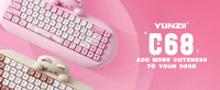 Clavier de jeu sans fil YUNZII C68, clavier mécanique RVB personnalisé Hi-Fi Cute Cat, Silicone 65% échange à chaud ergonomique Kitty Keeb