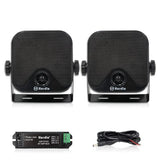 Herdio 4'' Haut-parleur étanche Bluetooth marin 100W robuste pour bateau, montage en surface, pour camping-car, mini-chargeuse, VTT, UTV, RZR, voiturette de golf