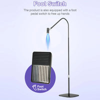 Lampe UV professionnelle sur pied pour ongles, 170 cm, 6 W, 5 niveaux d'intensité, avec interrupteur au pied.