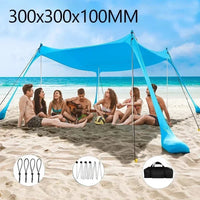 Auvent de plage familial 3x3, tente de plage extérieure pliable, grand abri solaire, tente de camping, tente coupe-vent pour la plage