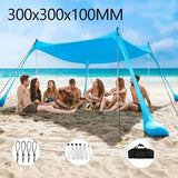 Auvent de plage familial 3x3, tente de plage extérieure pliable, grand abri solaire, tente de camping, tente coupe-vent pour la plage