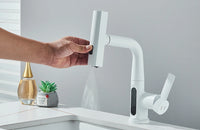 Robinet de lavabo à affichage numérique de température de cascade, pulvérisateur à jet de levage vers le bas, mélangeur d'évier d'eau chaude et froide, robinet de lavage pour salle de bains