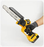 Tronçonneuse électrique sans balais jaune de 8 pouces (20 cm) et 1380 W, outil professionnel pour l'élagage et le jardinage, compatible avec les batteries Dewalt 20 V.