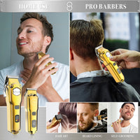 HATTEKER-Tondeuses à cheveux professionnelles pour hommes, ensemble de tondeuses et tondeuses de barbier en métal sans fil, kit de coupe de cheveux