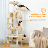 Grand arbre et tour pour chats d'intérieur, avec postes à gratter recouvertes de Sisal, hamac spacieux, perchoirs rembourrés et condos, jouets pour chats