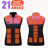 Femmes manteau Intelligent USB chauffage électrique thermique vêtements chauds hiver gilet chauffant grande taille hommes 21 pièces veste chauffante mode