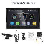 Autoradio sans fil portable avec caméra de recul FM, lecteur vidéo, Android Auto, écran tactile universel, limitation, 7"