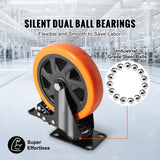 Ensemble de 4 roulettes pivotantes en PVC SucceBuy de 5 à 15 cm (2 à 6 po) avec système de verrouillage de sécurité A/B, non marquantes, pour chariot ou établi.