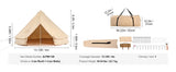 VEVOR Tente Cloche en Toile 4 m Tente de Yourte 4 Saisons Tente de Camping Familial avec Trou de Poêle à Bois, Sacs de Rangement pour Glamping Jusqu'à 6 Personnes, Groupes en Plein Air, Fête, Chasse