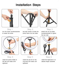 Éclairage de remplissage de photographie LED avec trépied, appareil Photo, cercle de Studio Photo, anneau lumineux pour Selfie, lampe de téléphone, vidéo Youtube
