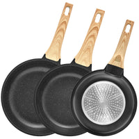 Ensemble de poêles à frire antiadhésives à Induction, poêle à frire à Induction de 3 pièces pour toutes les plaques de cuisson, poêles sans PFAS