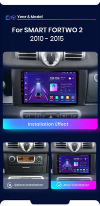Autoradio Junsun sans fil CarPlay Android Auto pour Smart Fortwo 451 (2005-2015) - Systèmes intelligents pour voiture - RDS, Bluetooth, DSP - Format 2 DIN