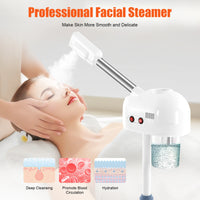 Vaporisateur facial à l'ozone 750 ml, hauteur réglable, rotation à 360°, appareil de soin du visage mobile pour salon de beauté et spa, blanc/noir