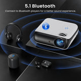 Projecteur Bluetooth HAPPRUN natif 1080P, projecteur de films extérieur portable Full HD avec haut-parleur intégré, avec HDMI, USB, AV