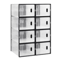 Organisateur de rangement à chaussures noir transparent, 8/12/18 pièces, armoire à chaussures pliable et empilable avec porte magnétique