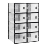 Organisateur de rangement à chaussures noir transparent, 8/12/18 pièces, armoire à chaussures pliable et empilable avec porte magnétique