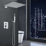 Ensemble de douche à chaud chromé, inverseur en laiton mélangé, robinet de centre commercial, tête de 8 à 16 ", montage mural, commande de boîte encastrée, 2/3 voies