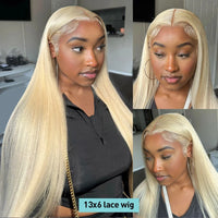 Perruque Wiggogo 613 Transparent HD Lace Frontal 13X6 Blond lisse, cheveux humains brésiliens pré-épilés, 13X4