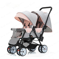 STOCK ue poussettes jumeaux Double enfants deux sièges poussettes chariot pliable vente en gros bébé poussette sièges avant et arrière