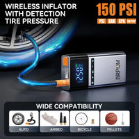 Démarreur de voiture portable BRPOM avec compresseur d'air, gonfleur de pneus, démarreur de batterie de voiture 8000 mAh, boîtier de démarrage, démarreur de batterie de voiture