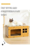 Griffoir pour chat, maison et bac à griffer, griffoir en bois détachable, poteau à griffer en papier ondulé