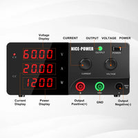 KUAIQU Adjustable Switching DC Power Supply 30V 10A 6A Lab Bench Power Supply 60V 5A 120V 3A Output Preset Current 20A 30A 60A
