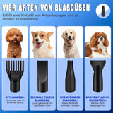 Sèche-cheveux intelligent à ions négatifs pour animaux de compagnie, idéal pour les grands chiens. Puissance : 3 500 W. Équipé de 4 embouts.