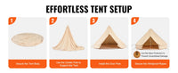 VEVOR Tente Cloche en Toile 4 m Tente de Yourte 4 Saisons Tente de Camping Familial avec Trou de Poêle à Bois, Sacs de Rangement pour Glamping Jusqu'à 6 Personnes, Groupes en Plein Air, Fête, Chasse