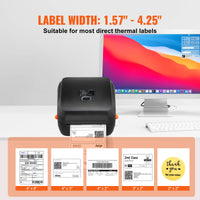 SucceBuy 300DPI imprimante d'étiquettes thermiques Bluetooth reconnaissance automatique d'étiquettes prise en charge Windows/Mac/Android pour les paquets d'expédition 4x6