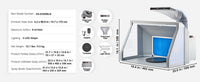 SucceBuy Cabine de pulvérisation d'aérographe Kit de cabine de pulvérisation de peinture d'aérographe portable à double ventilateur avec lumières LED et tuyau d'extension d'échappement