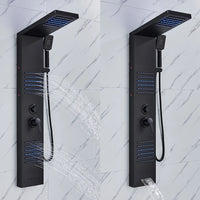Panneau de douche LED noir, système de tour, cascade de pluie, colonne de douche, Massage hydroélectricité, corps Spa, bain-douche, mélangeur de robinet