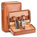 Boîte à cigares Portable, étui à cigares de voyage en cuir et bois de cèdre, boîte à cigares avec ou sans coupe, briquet Puro, ensemble d'accessoires