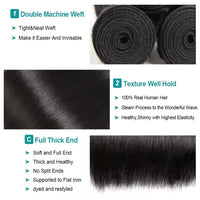 Extensions de cheveux lisses Tissage, 45, 50 et 55 cm (18, 20 et 22 pouces), cheveux naturels brésiliens, qualité 10A. Livraison en 3 jours en France.