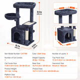 SucceBuy Arbre à chat pour chats d'intérieur Tour à chat avec chat condo Poste à gratter en sisal HamacTop Perche Plateformes de saut Gris foncé