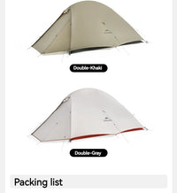 Tente de camping ultralégère Naturehike Cloud Up Pro pour 2 personnes, 3 saisons, moustiquaire 20D, portable, pour la randonnée et les voyages en plein air, avec tapis de sol.