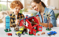 Ensemble de Construction de grange de ferme avec lumière, avec moulin à vent, tracteur, cheval, animaux, grand grange, jouet de Construction, Kit de briques pour adultes et adolescents de 8 ans et plus
