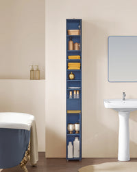 Armoire de salle de bain haute SoBuy BZR34 à 5 compartiments, 1 tiroir et portes, blanche, dimensions approximatives : 20 x 180 x 20 cm.