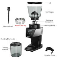 BioloMix Moulin à café électrique à meule automatique, avec 30 vitesses pour moudre l'espresso et le café américain, avec anneau magnétique