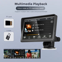 Autoradio sans fil portable avec caméra de recul FM, lecteur vidéo, Android Auto, écran tactile universel, limitation, 7"