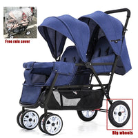 STOCK ue poussettes jumeaux Double enfants deux sièges poussettes chariot pliable vente en gros bébé poussette sièges avant et arrière