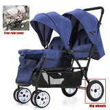 STOCK ue poussettes jumeaux Double enfants deux sièges poussettes chariot pliable vente en gros bébé poussette sièges avant et arrière