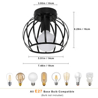 Plafonnier industriel vintage en métal en forme de cage, lampe suspendue rétro, abat-jour pour couloir