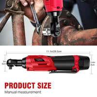 Feytory Clé à cliquet sans fil 200nm avec 2 batteries Li - ion 1500mAh et chargeur rapide clé d'angle 3 / 8 "avec kit de 7 prises clé d'angle électrique à 90 °, clé à cliquet électrique 12V