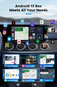 CarlinKit Android 13 LED AI Box, boîtier multimédia intelligent pour voiture, CarPlay sans fil, Android Auto sans fil, puce Qualcomm, carte SD extensible jusqu'à 512 Go